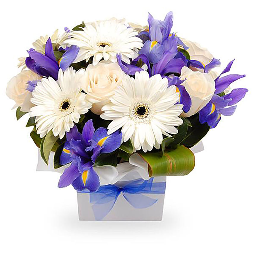 Blue & White Flowers Stunning Box: Send Flowers to Australia