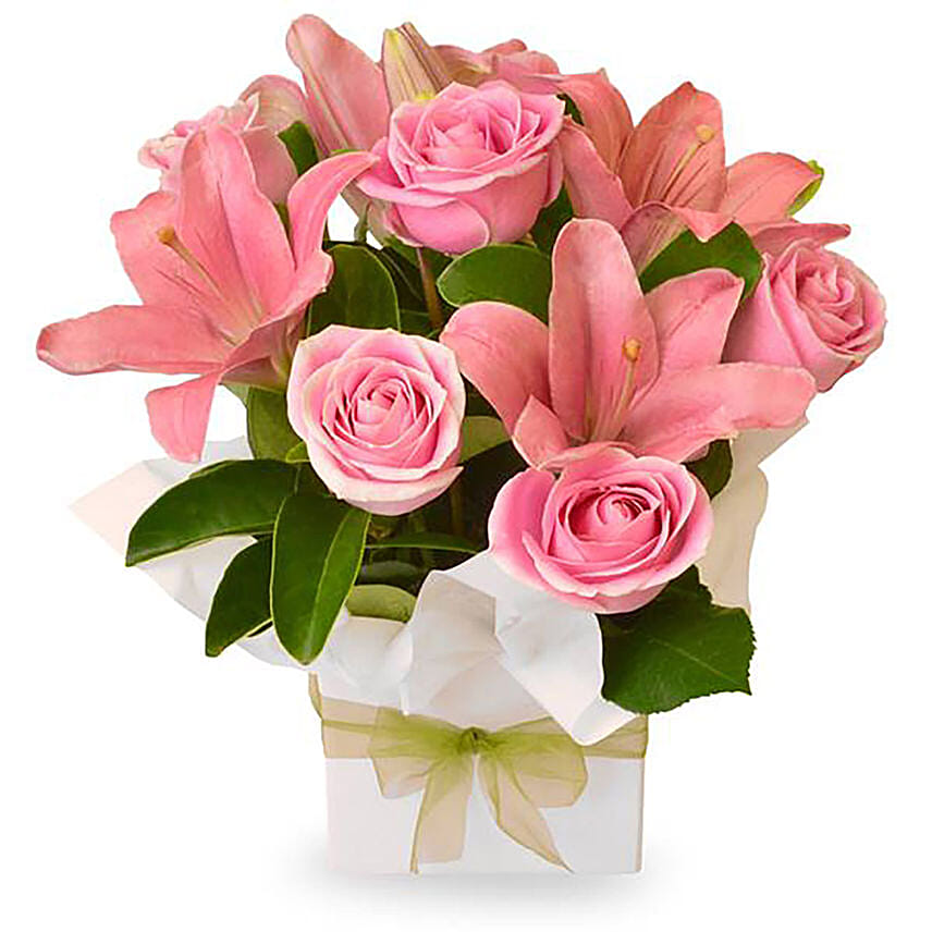 Pink Coloured Flowers Box Arrangement: Send Gifts to Australia