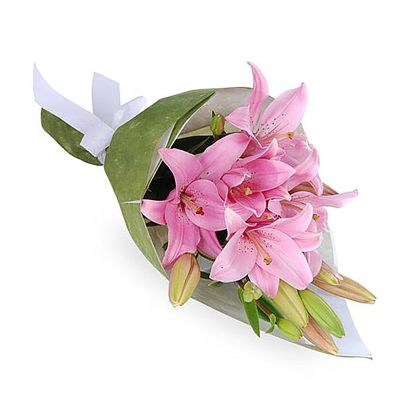 Stunning Pink Asiatic Lilies Bouquet: 