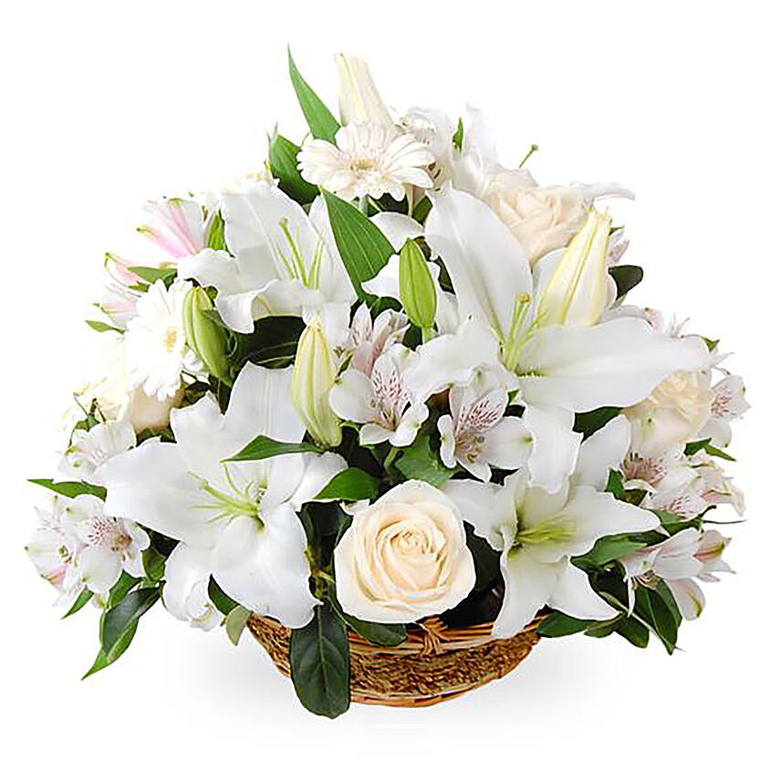 White Flowers Basket: Send Gifts to Australia