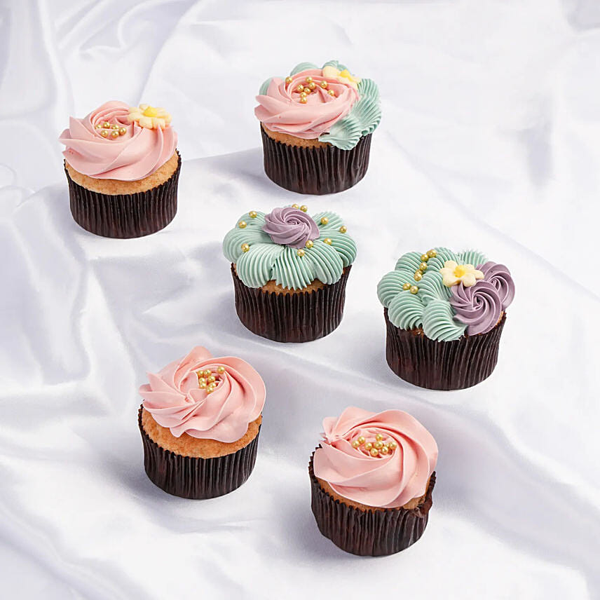 Tasteful Pastel Vanilla Cupcakes: Cake Delivery in Bahrain