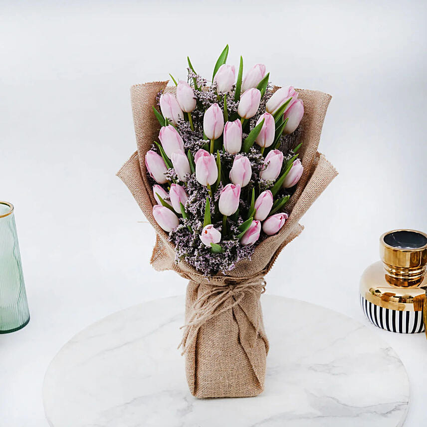 Blushing Pink Tulips: Gift Delivery Bahrain