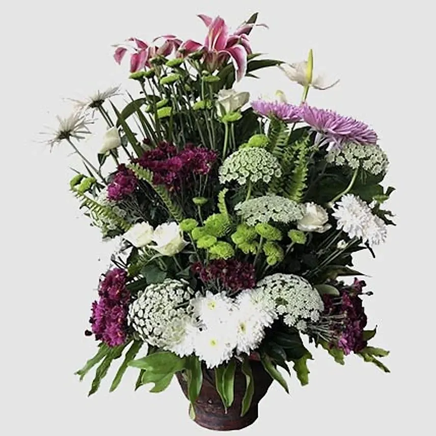 Premium Mixed Flowers In Glass Vase: 