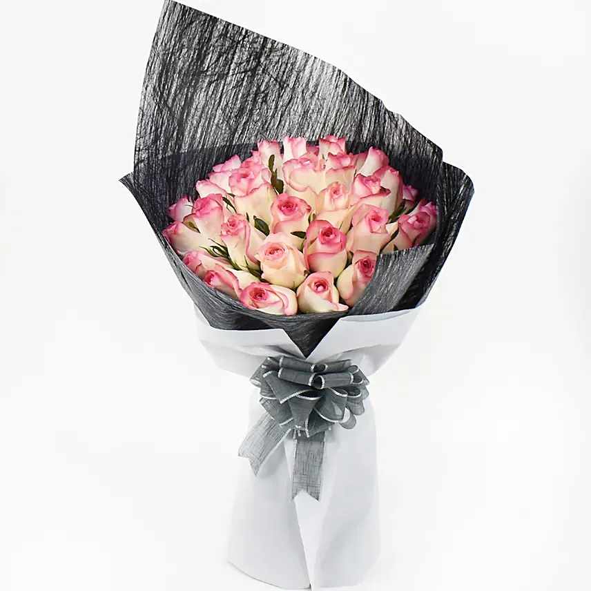 35 Dual Shade Pink Roses Bouquet: Send Flowers to Egypt