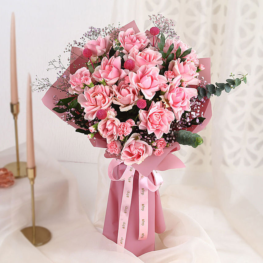 Tints Of Love Floral Bouquet: Send Flowers To India