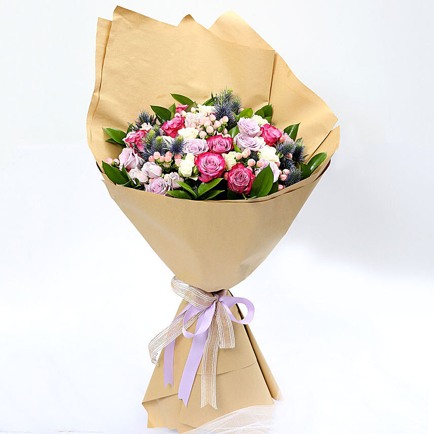 Exotic Roses And Hypericum Mixed Bouquet: Send Flowers to Amman