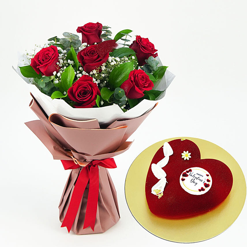 Cake With Roses Bouquet: Send Romantic Gifts to Kuwait