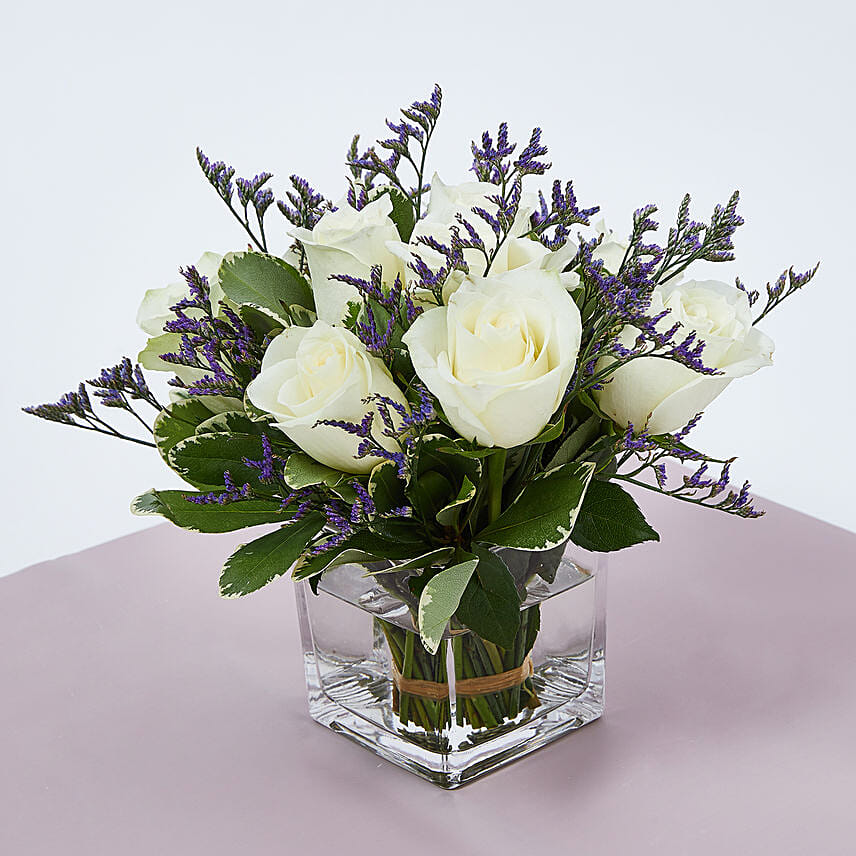 White Roses In A Vase: Flower Delivery Kuwait