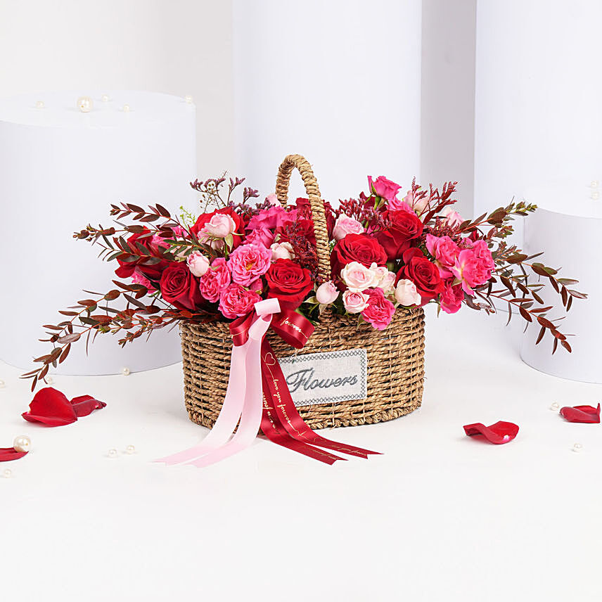 Gorgeous Roses Basket: Send Valentines Day Gifts to Kuwait