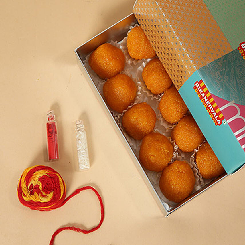 Motichoor Laddoo With Roli and Chawal: Indian Sweets
