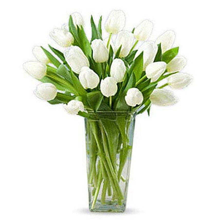 20 White Tulips: Gifts for Groom