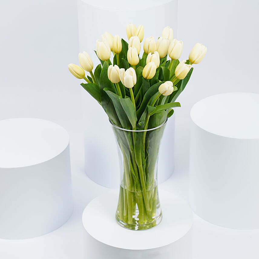 20 White Tulips: Funeral Flowers to Dubai