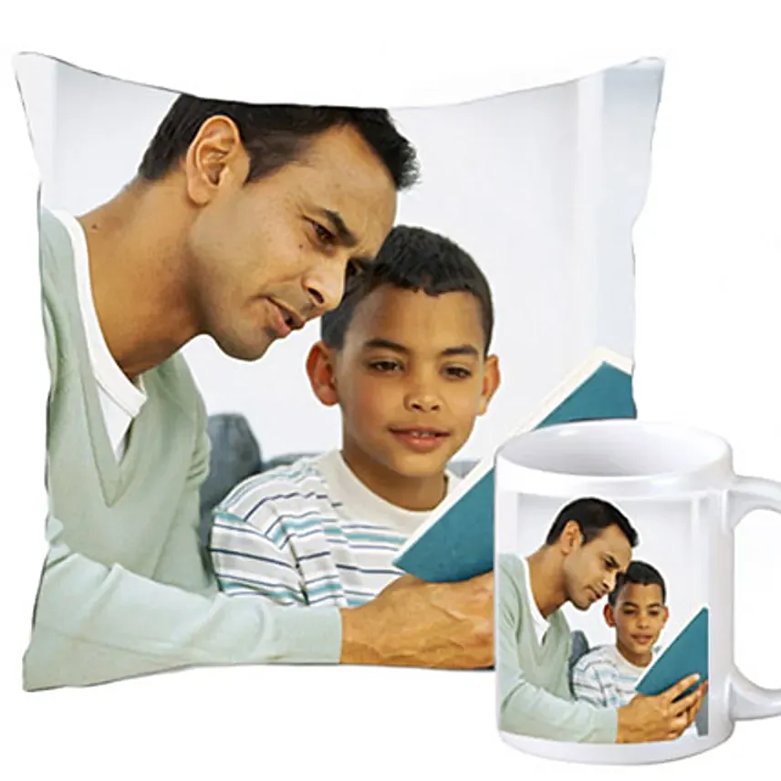 Cuddly personalized cushion and coffee mug: Personalised Combos For Birthday