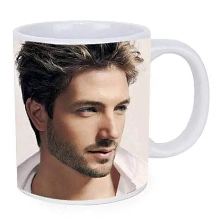 مج أبيض مطبوع عليه صورة للرجل حسب الطلب: One Hour-delivery-personalised-gifts