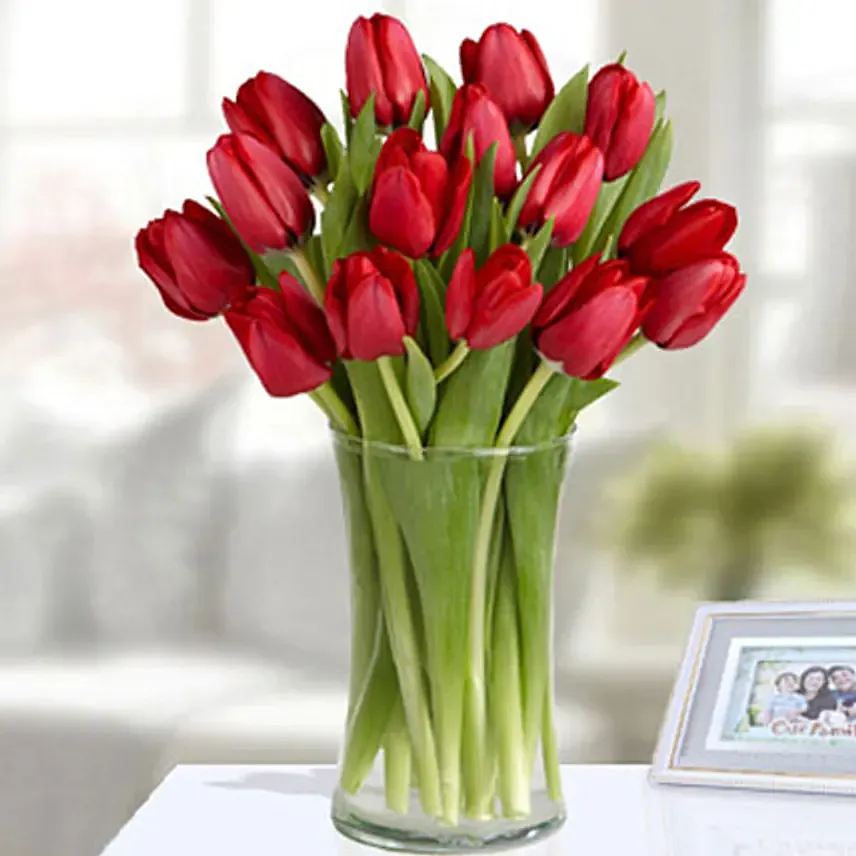 20 Red Tulip Arrangement: Flowers for Groom