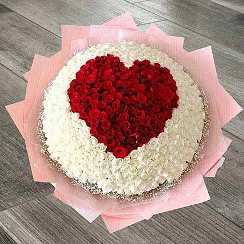 400 Heart Roses Arrangement: Karwa Chauth Flowers