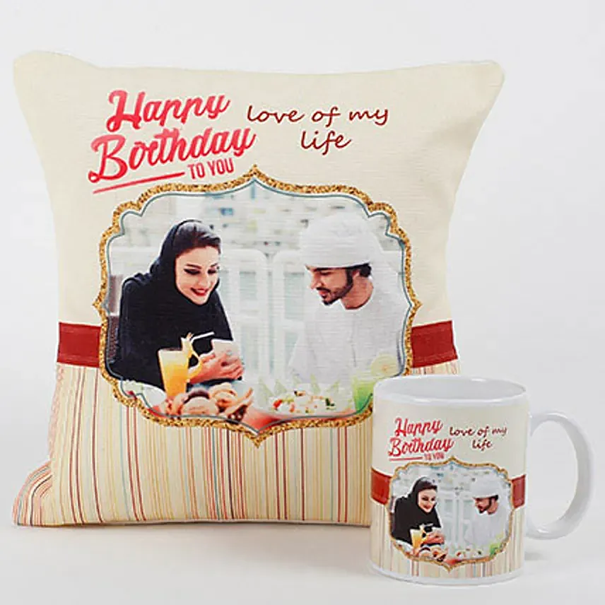 Romantic Personalized Mug N Cushion: Birthday Cushions