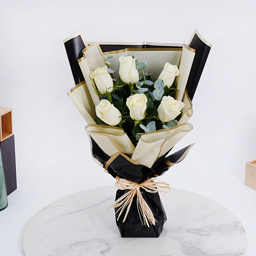 Bouquet Of White Roses: Funeral Flowers to Sharjah