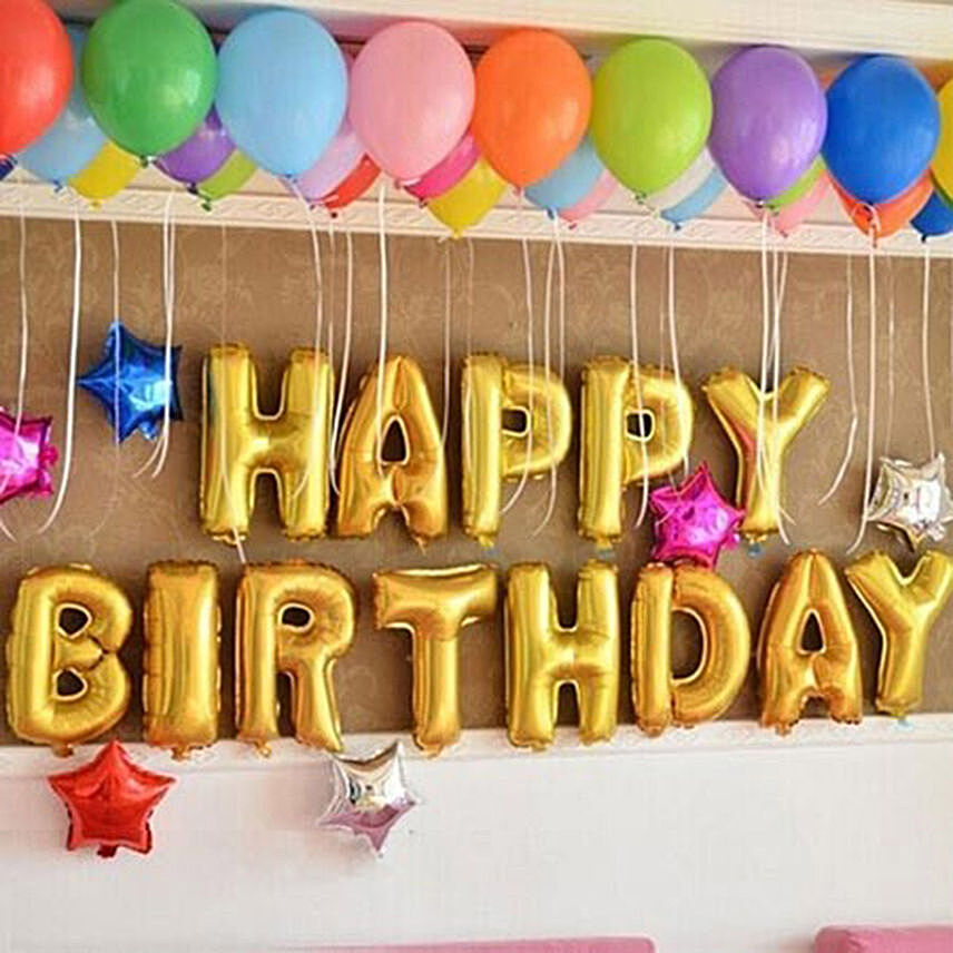 Happy Birthday Colourful Balloon Decor: Anniversary Party Supplies