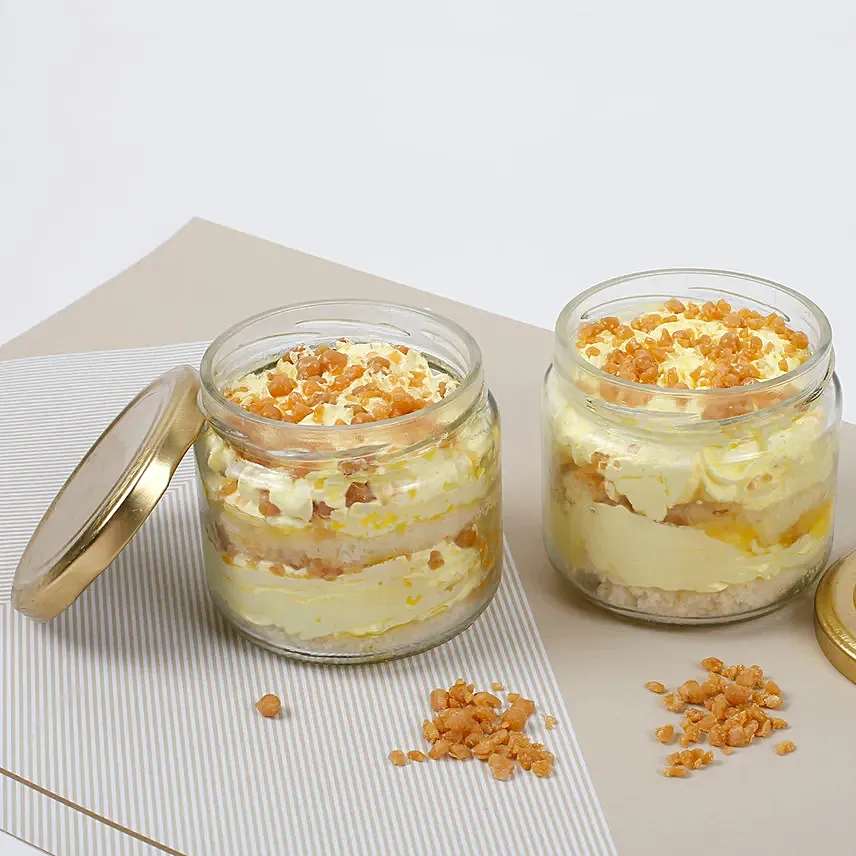 Set of 2 Butterscotch Cakes In Jar: Jar Cakes
