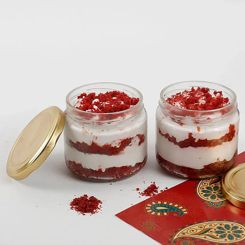Set of 2 Red Velvet Jar Cakes: Cake In a jar