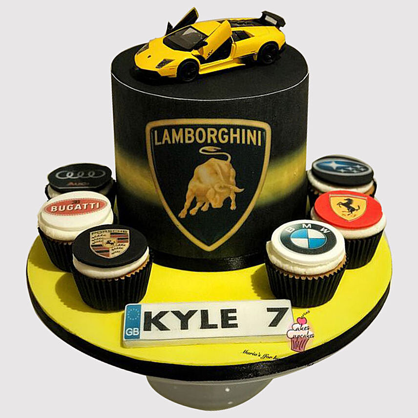Lamborghini Cake and Cupcakes: 