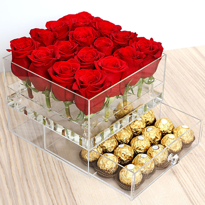 Elegant Roses and Ferrero Rocher: Flowers and Chocolates 