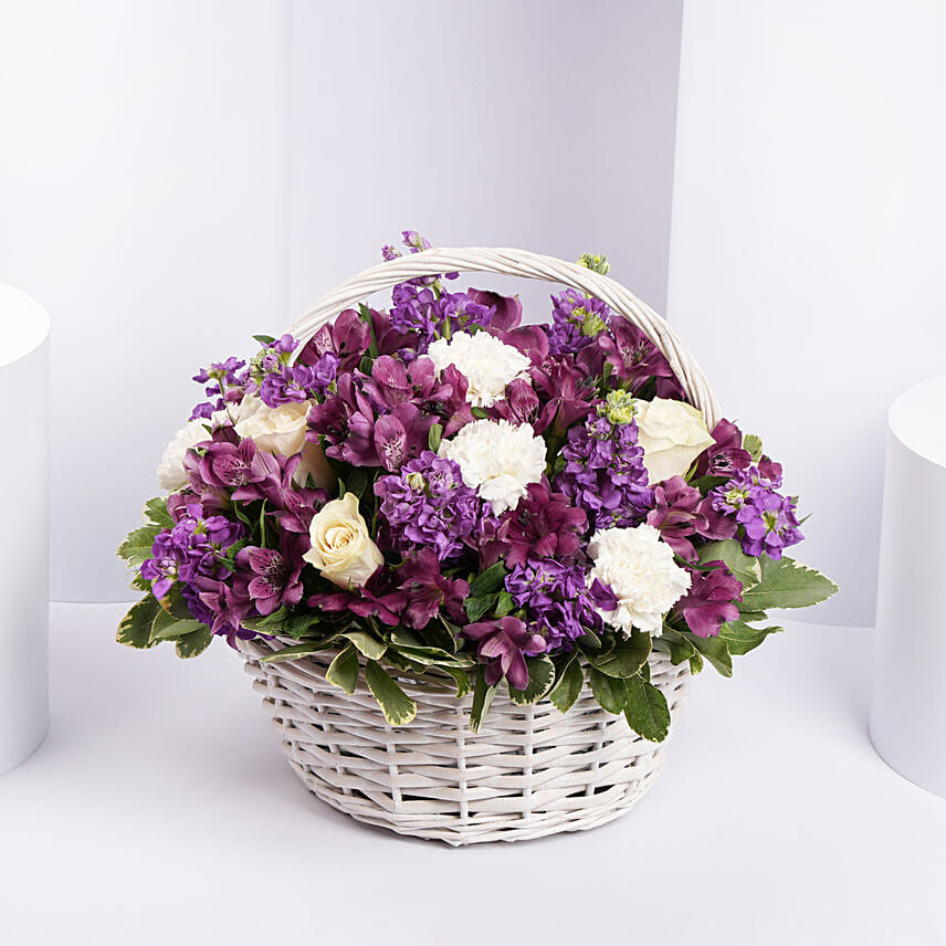 Basket Of Royal Flowers: Anniversary Basket Arrangements