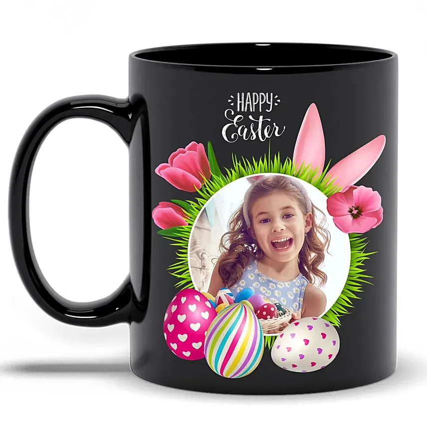 Black Personalised Easter Mug: Easter Personalised Gifts