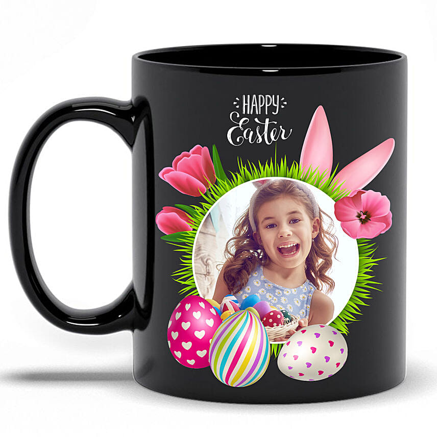 Black Personalised Easter Mug: 