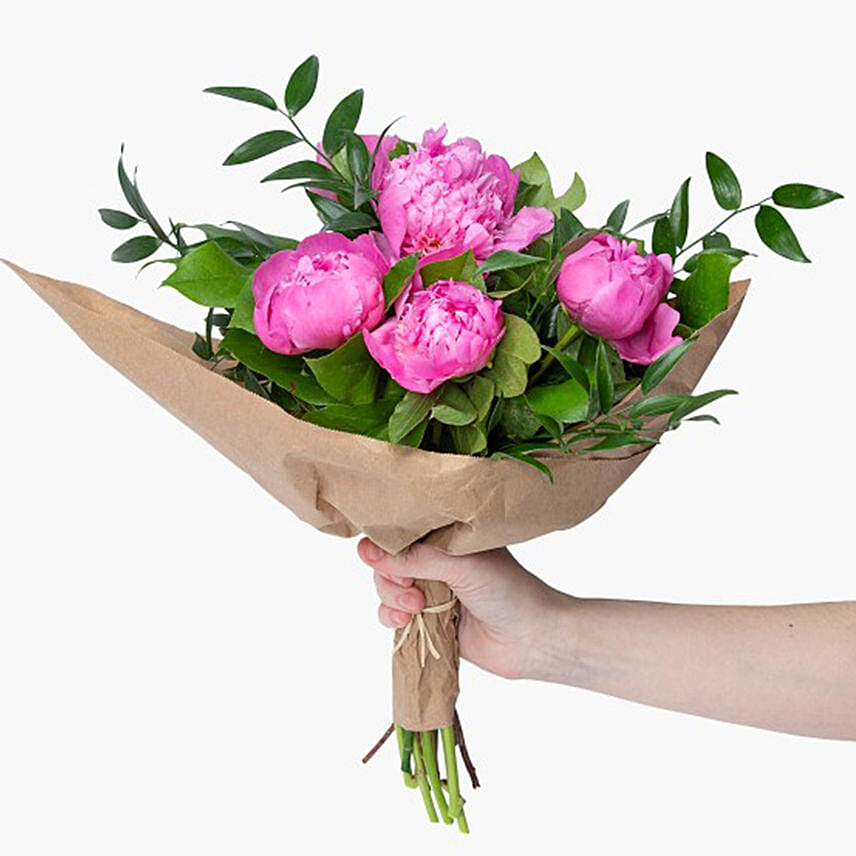 Elegant Pink Peonies Bouquet: Marriage Anniversary Gifts for Wife