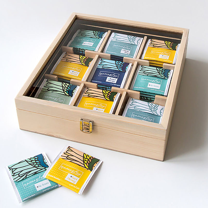 Natural Assorted Tea Wooden Box: Rakhi Gifts for Sister