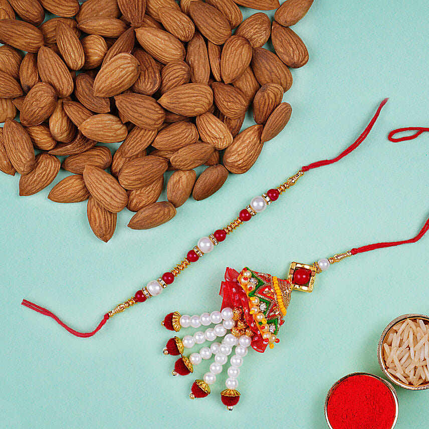 Designer Rakhi Set And Almonds: Rakhi