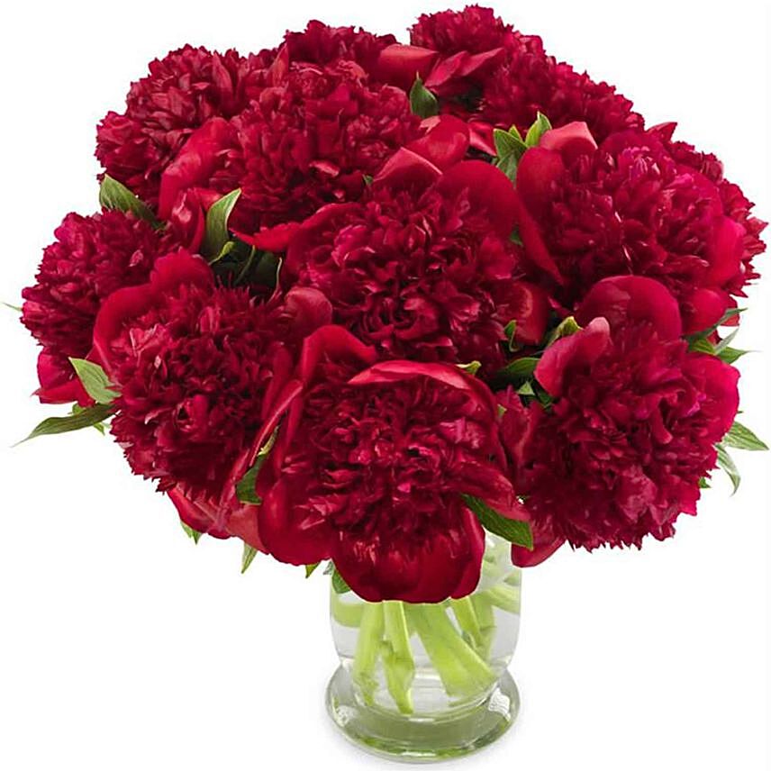 Passionate Red Peonies Vase: Peony Bouquet