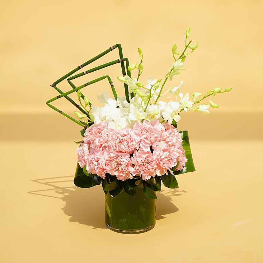 Exquisite Mixed Flowers Vase Arrangement: Carnation Flower
