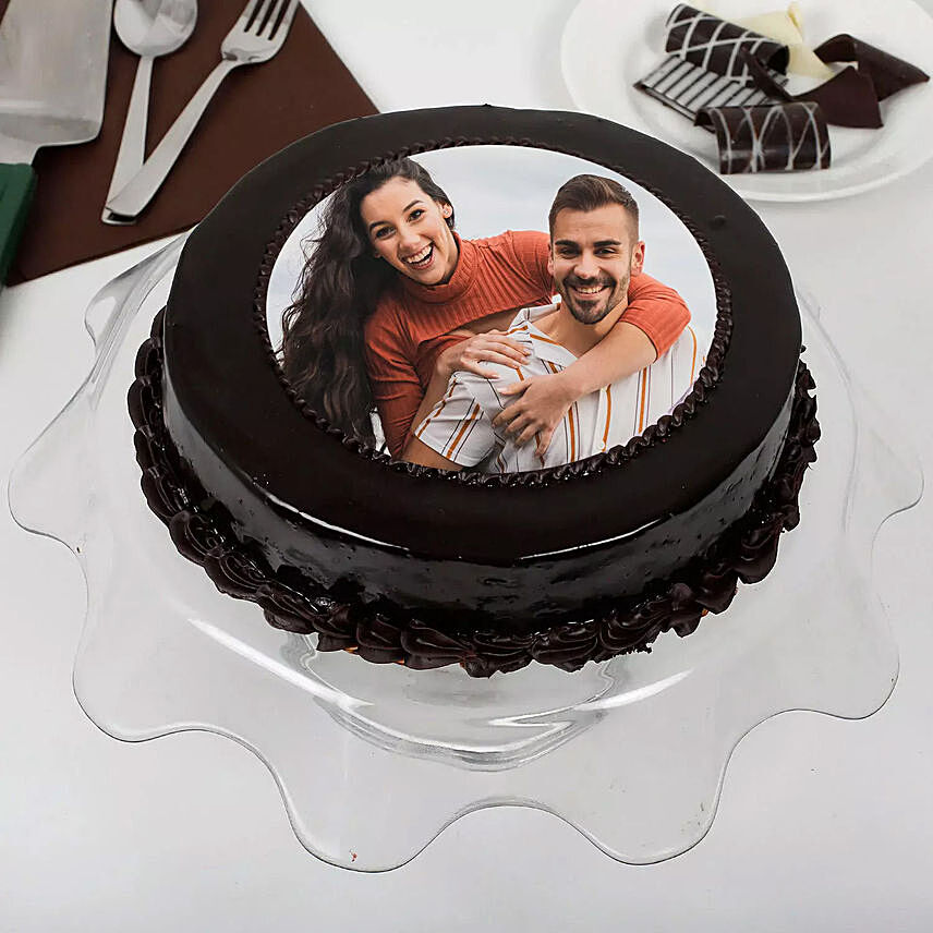 Chocolate Truffle Anniversary Photo Cake 500gm: wedding anniversary cake with photo