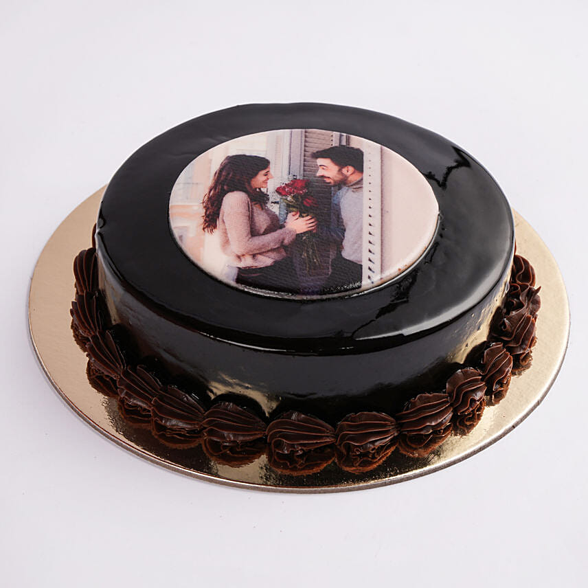 Chocolate Truffle Anniversary Photo Cake 500gm: Anniversary Cakes for Wife
