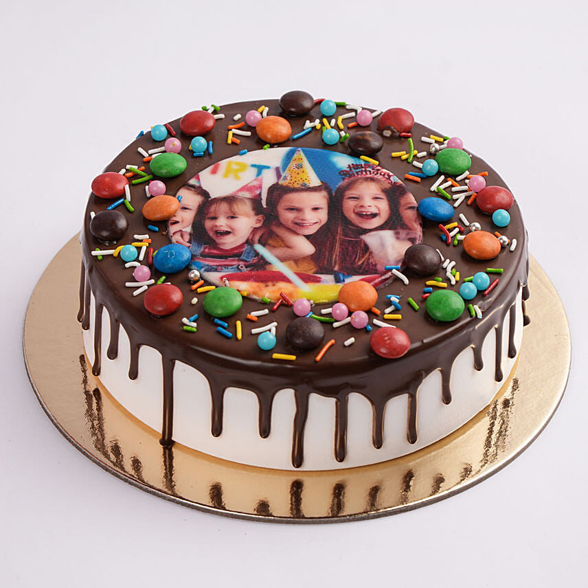 MNM Chocolate Birthday Photo Cake: Customized Cakes