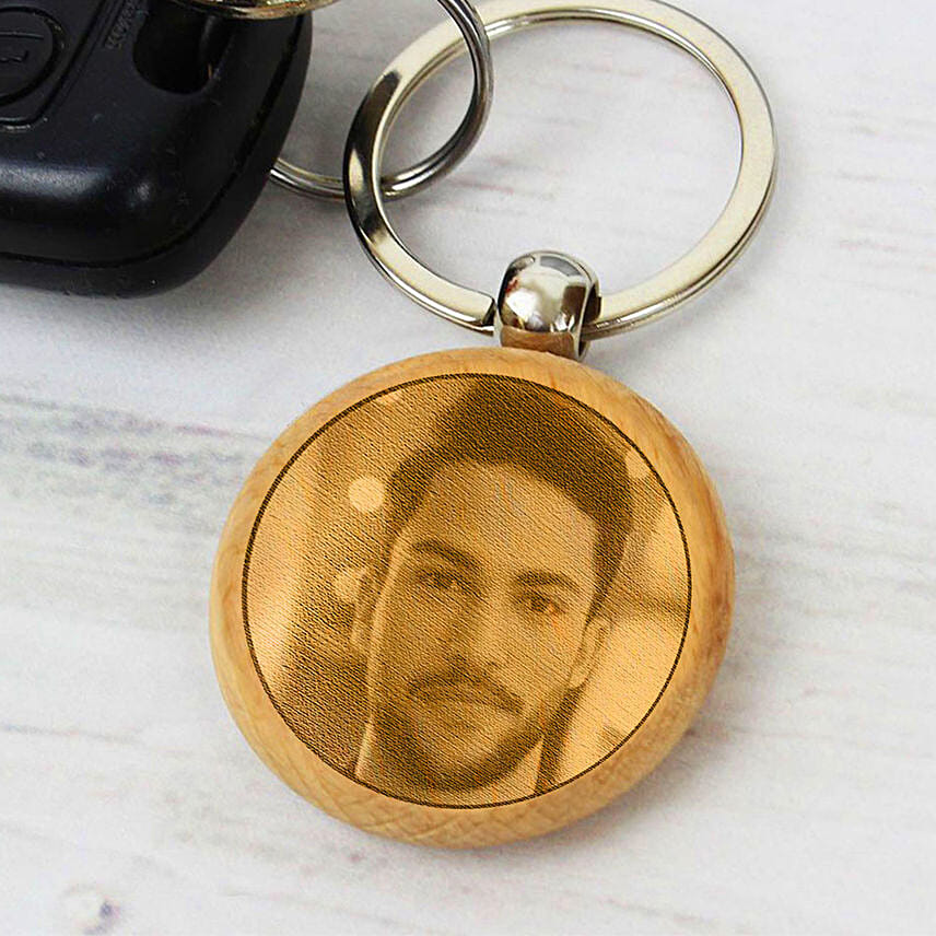 Engarved Photo Round Key Chain