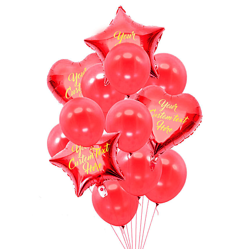 Sweet Star n Heart Shaped Customized Text Red Balloons: Birthday Gifts for Girlfriend