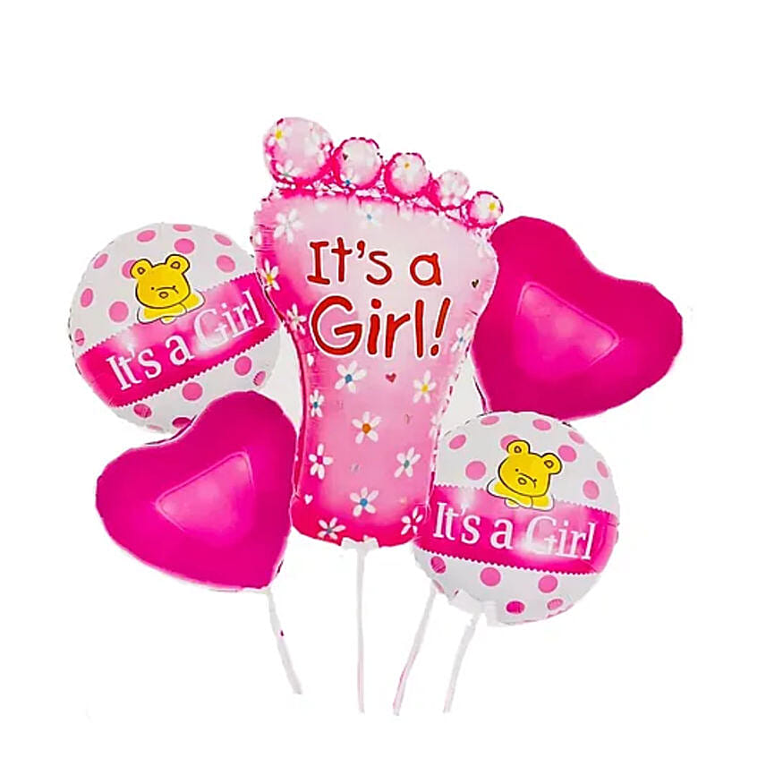 It's A Girl Foil Balloon Bouquet: New Born Gifts