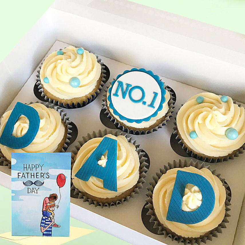 Cupcake and Greeting Card For Fathers Day: Fathers Day Gift Combo