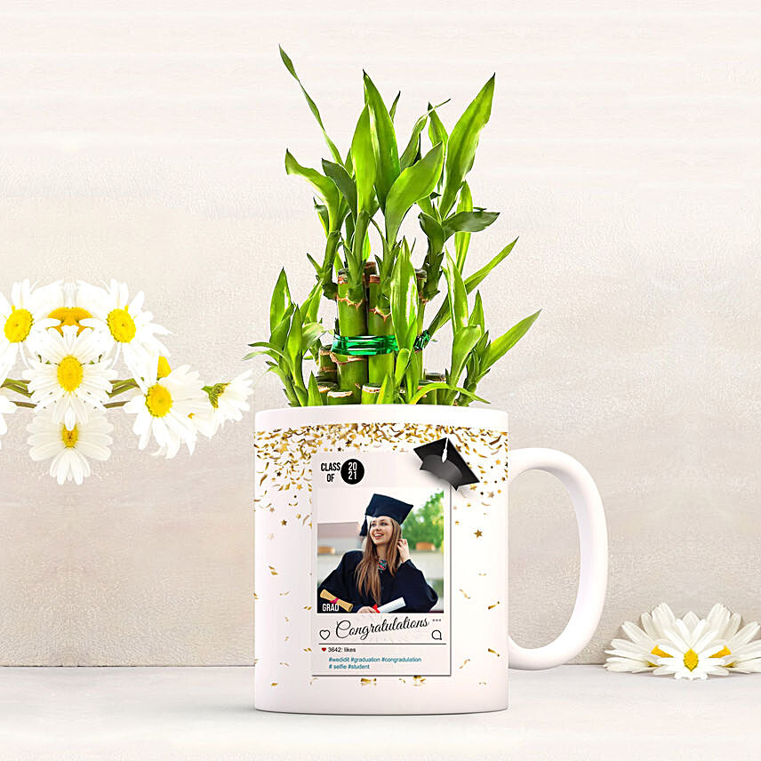 Personalised Graduation Mug with Lucky Bamboo: Graduation Gifts