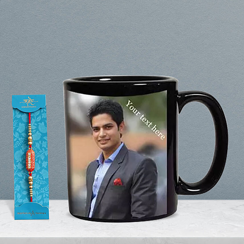 Designer Rakhi With Customizable Photo Mug: Rakhi With Mugs