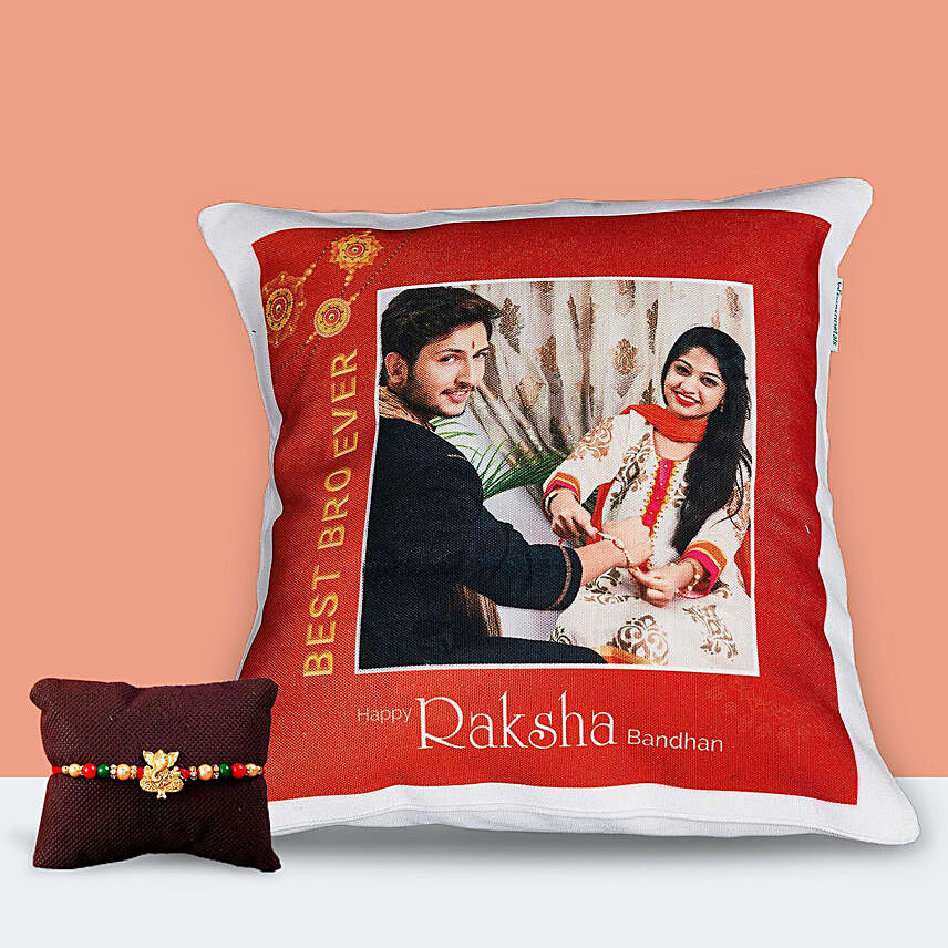 Ganesha rakhi with Brother Cushion: Rakhi with Cushions