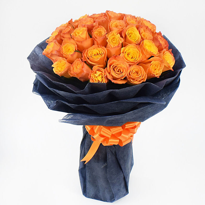 35 Orange Roses Bouquet: Thanksgiving Day Flowers 