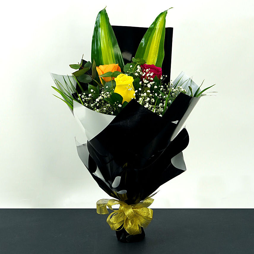 Bouquet Of Multicolored Roses: Thank You Flowers 
