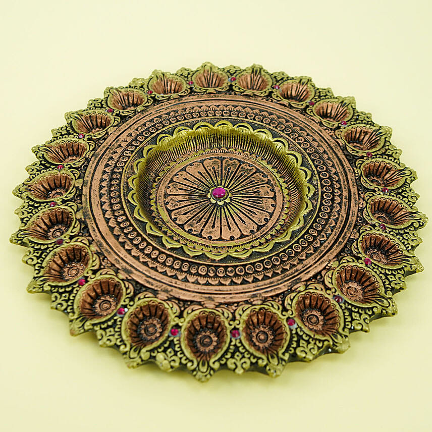 21 Diya Designer Thali: Diwali Diya 