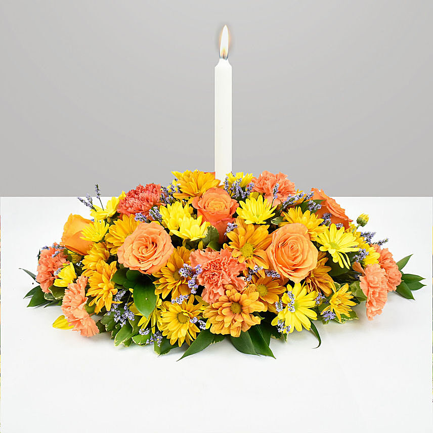 Colorful Flowers Table Arrangement: Thanks Giving Day Gifts