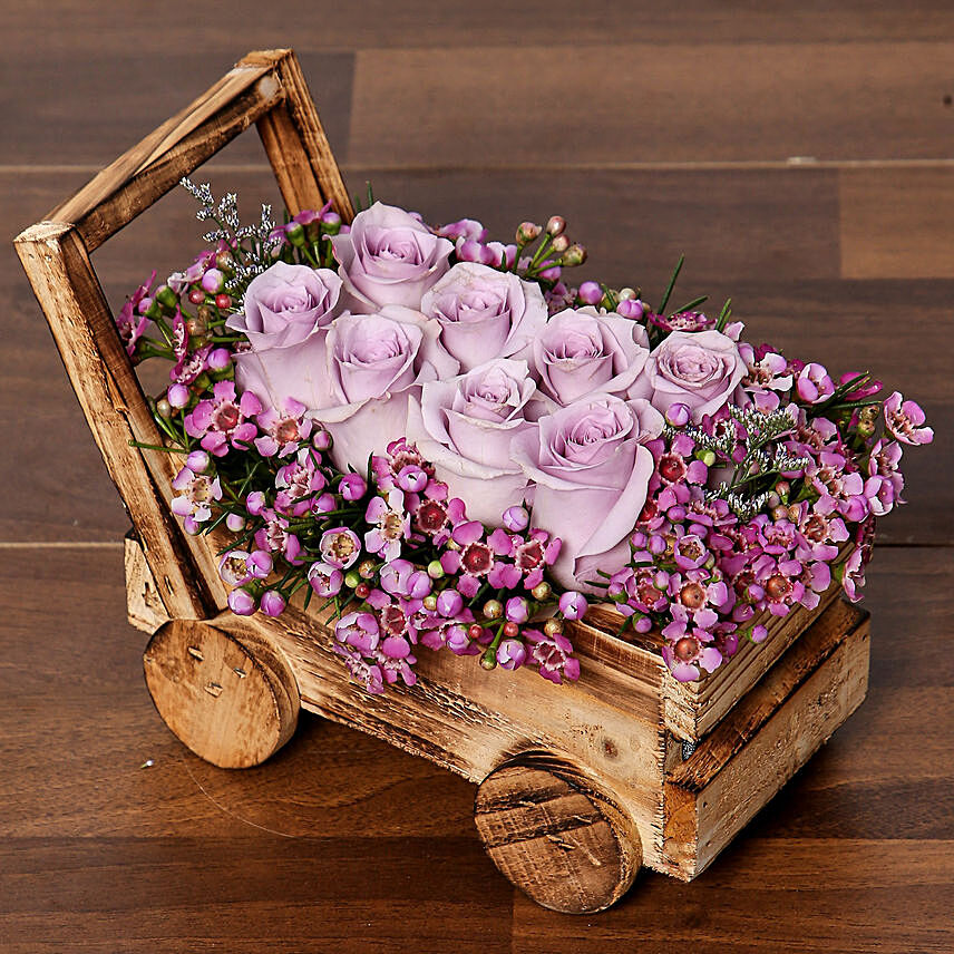 Elegant Purple Roses Arrangement: Birthday Flowers for Her